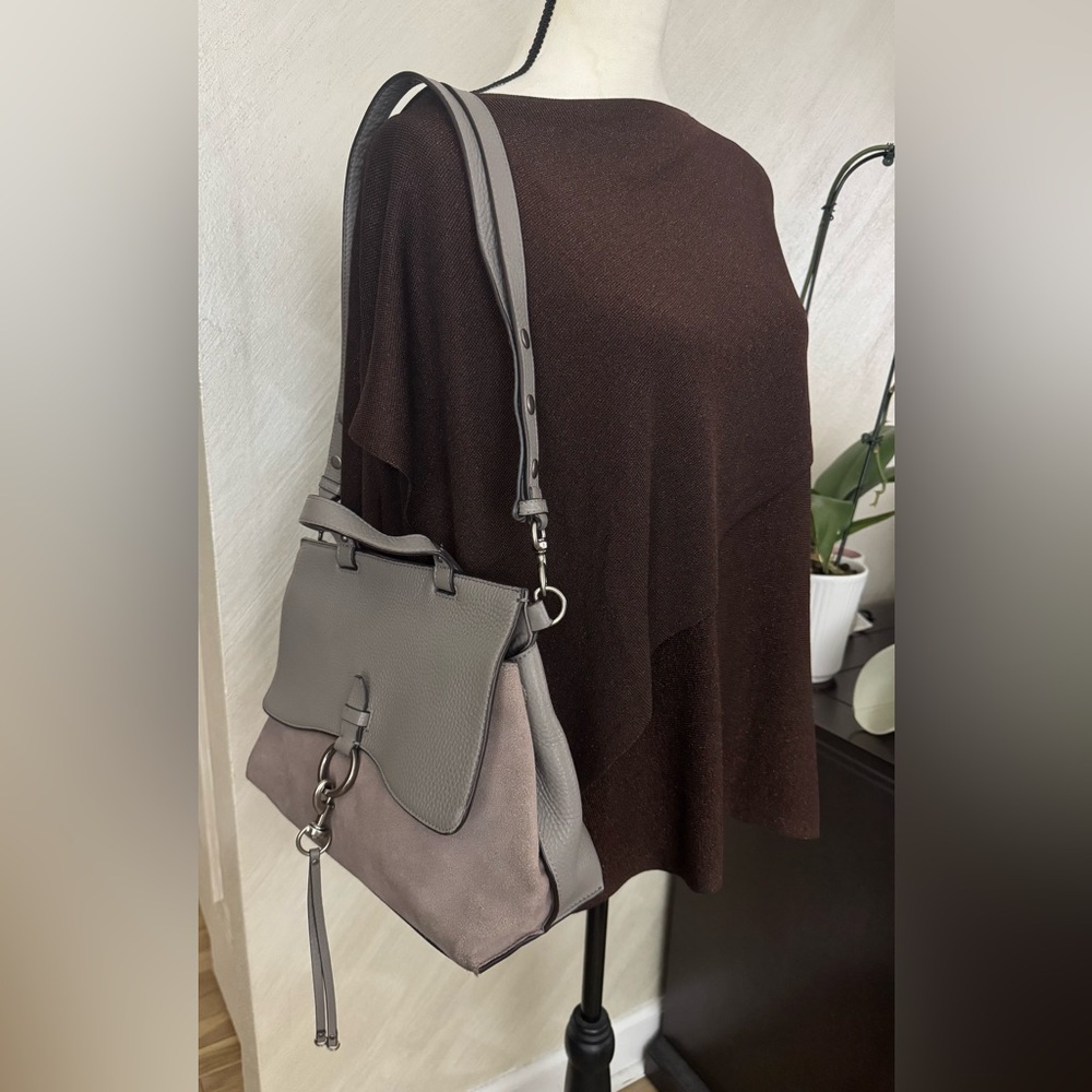 Rebecca Minkoff Medium Keith Grey Suede /Leather Satchel Handbag Shoulder Bag - Picture 16 of 16